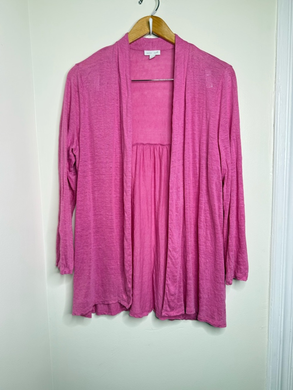 J Jill Love Linen Lightweight Open Front Cardigan Pink Women’s Size Large Summer